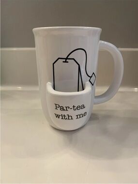 White 'Par-tea With Me' Tea Bag Pocket Mug